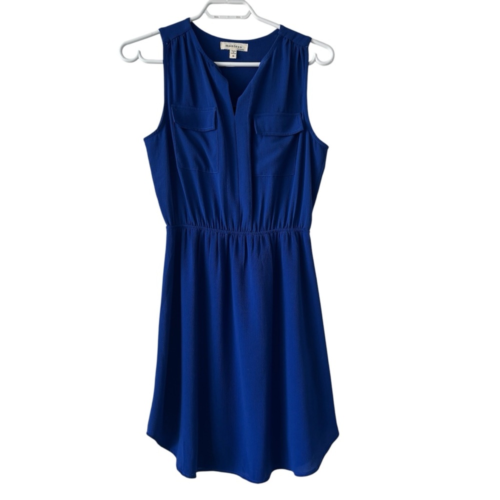 MONTEAU Los Angeles women royal Blue Sleeveless Dress classic work office size S